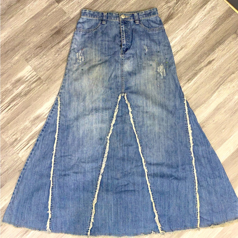 Style J long modest denim skirt size 26